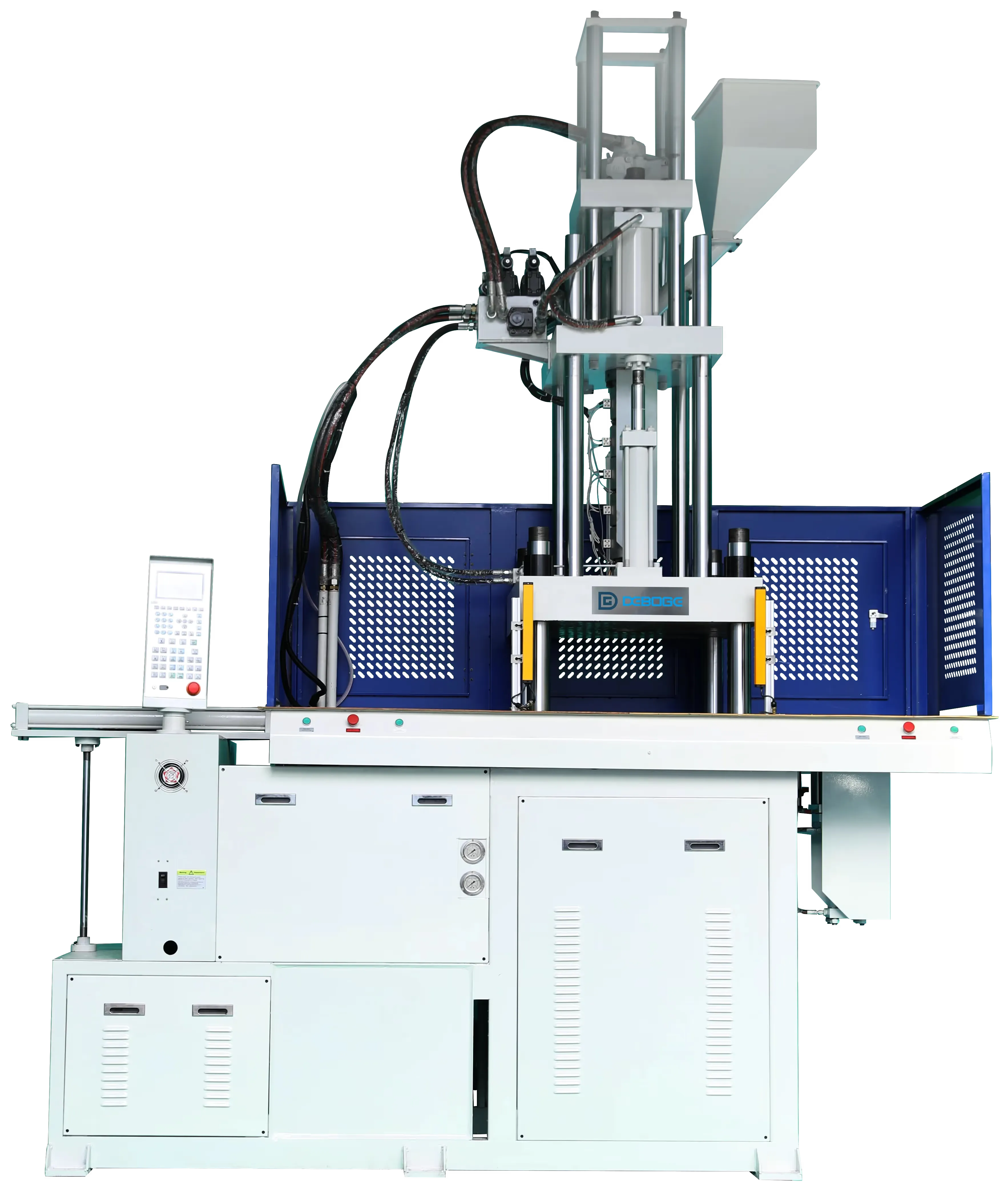 Double slide table vertical injection molding machine