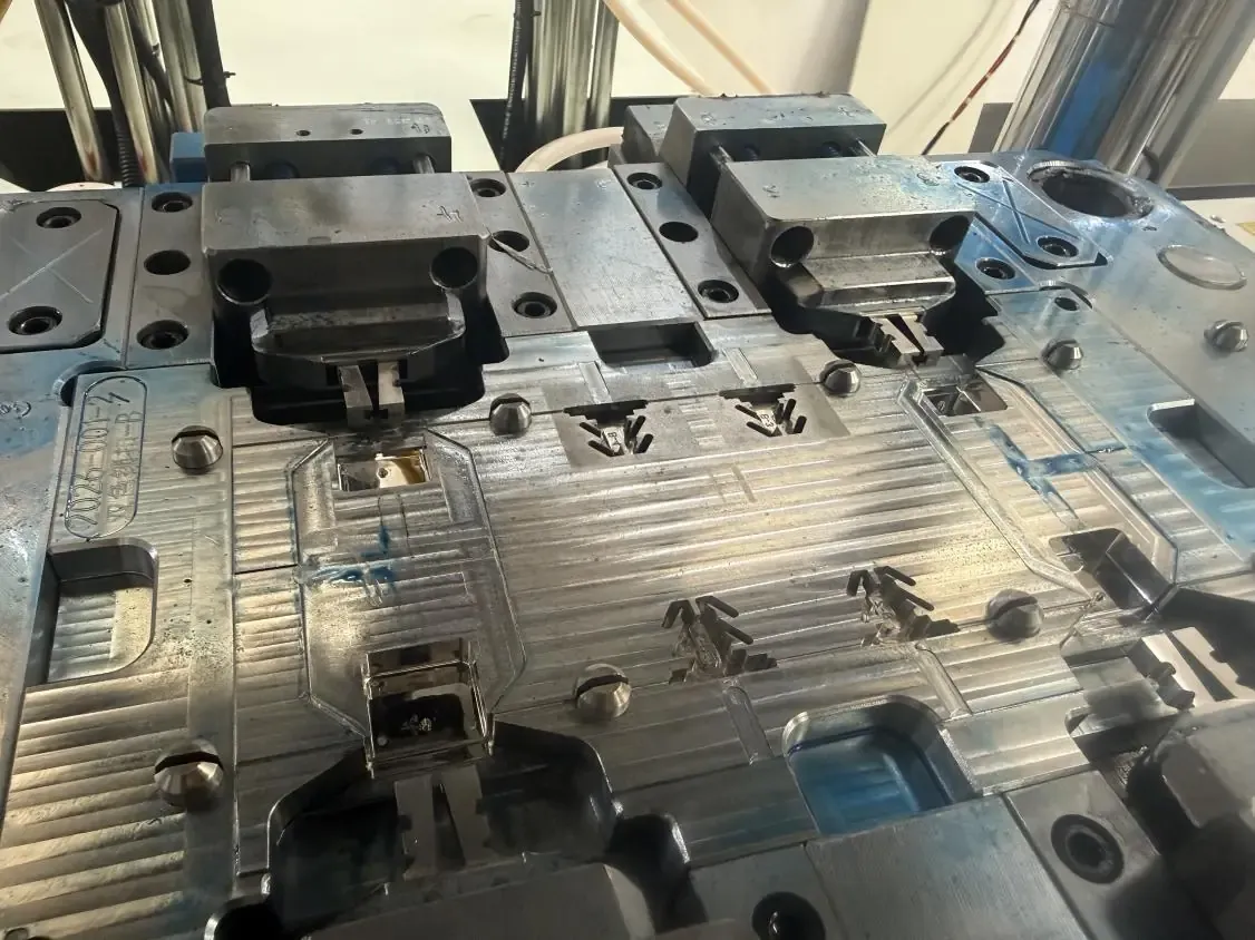 Open meter seal mold showing the tooling layout and cavity details