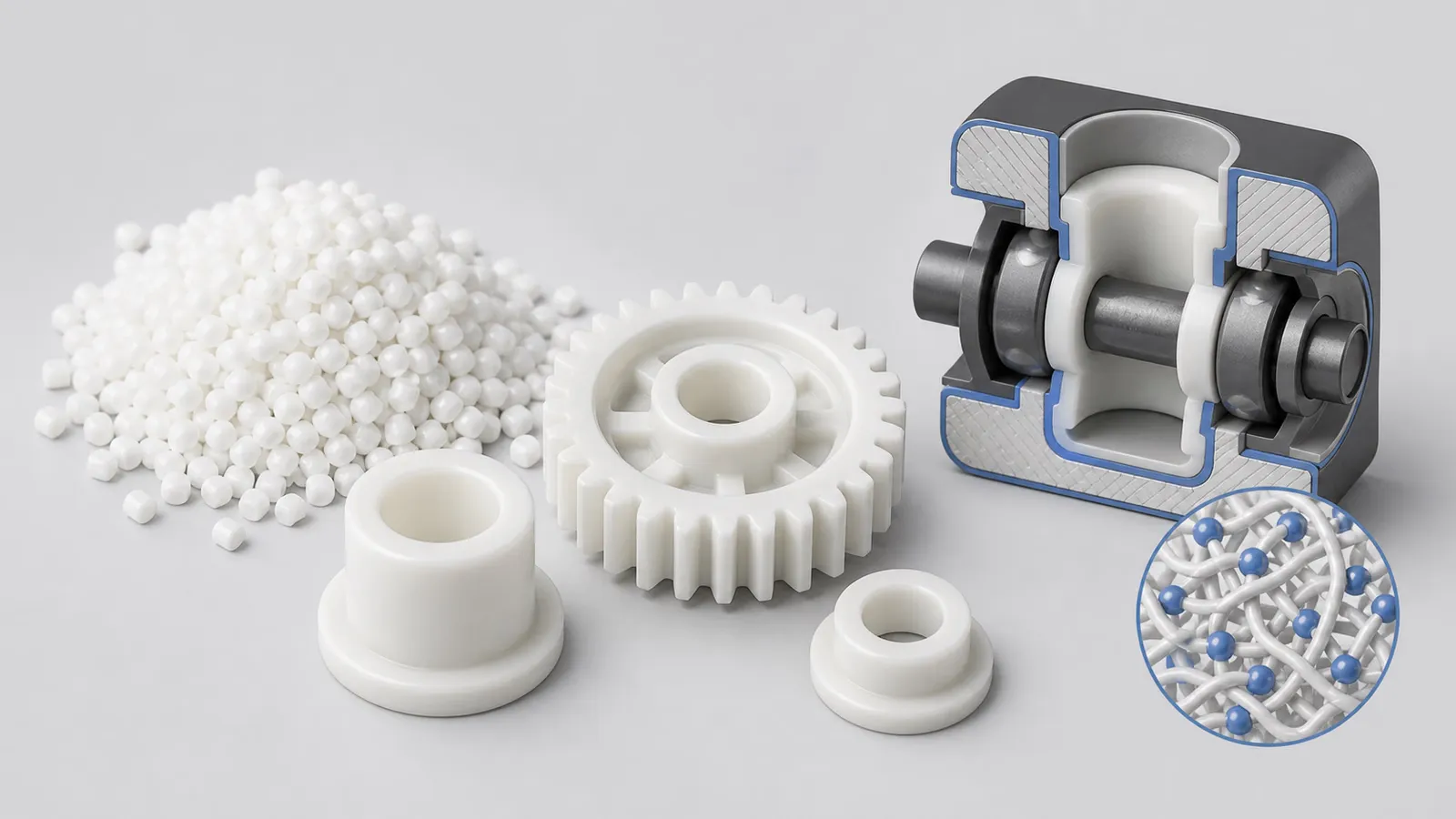 POM Material in Vertical Injection Molding material illustration