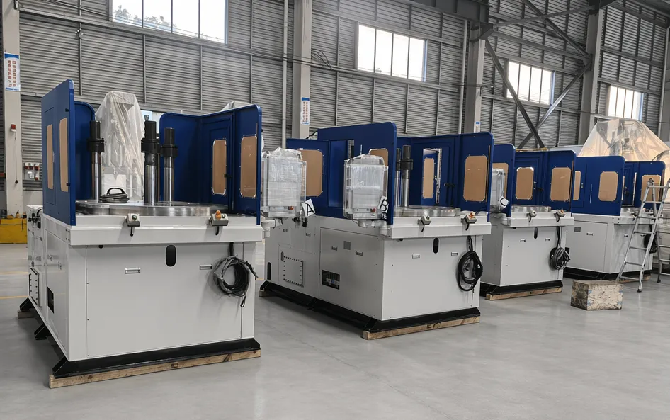 Deboge injection molding machines crated and staged for container loading and export