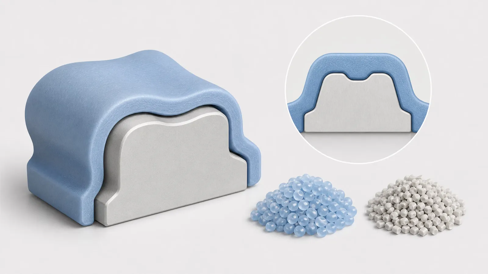 Soft & Flexible Materials - Vertical Injection Molding Material Notes | Deboge material illustration